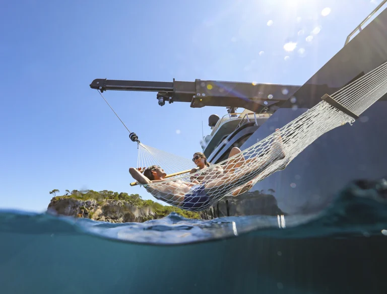 lounging on a boat